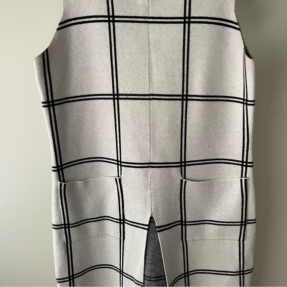 Tahari Wool Blend Longline Check Sleeveless Pullover Knit Sweater Tunic - Picture 5 of 8
